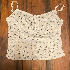 SHIEN White Floral Cami Tank Top, Size S